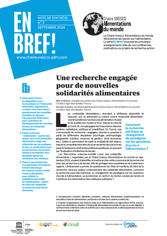 couverture Une recherche engagée pour de nouvelles solidarités alimentaires