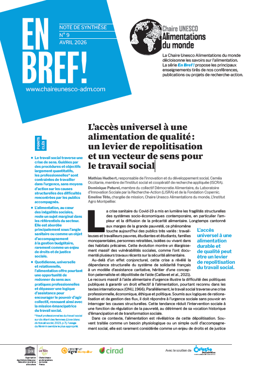 couverture L’accès universel à une alimentation de qualité&nbsp;: un levier de repolitisation et un vecteur de sens pour le travail social