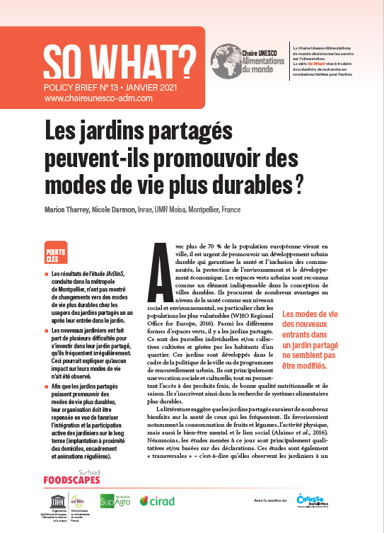 couverture Les jardins partagés peuvent-ils promouvoir des modes de vie plus durables ?