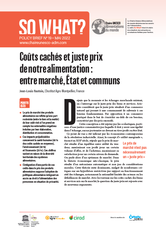 couverture Coûts cachés et juste prix de notre alimentation : entre marché, État et communs