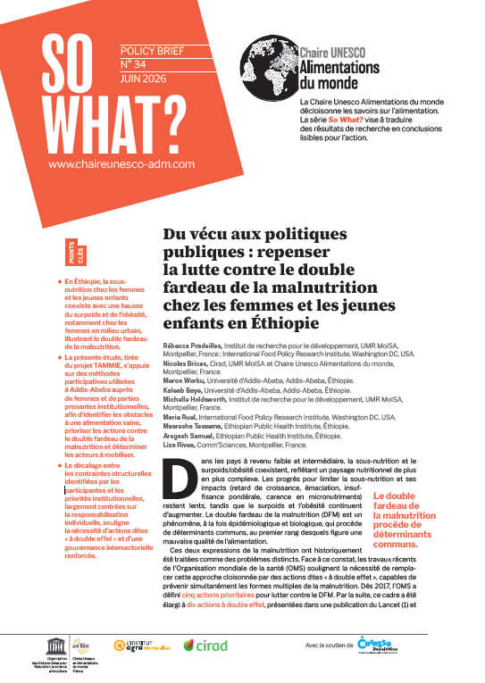 couverture Du vécu aux politiques publiques&nbsp;: repenser la lutte contre le double fardeau de la malnutrition chez les femmes et les jeunes enfants en Éthiopie