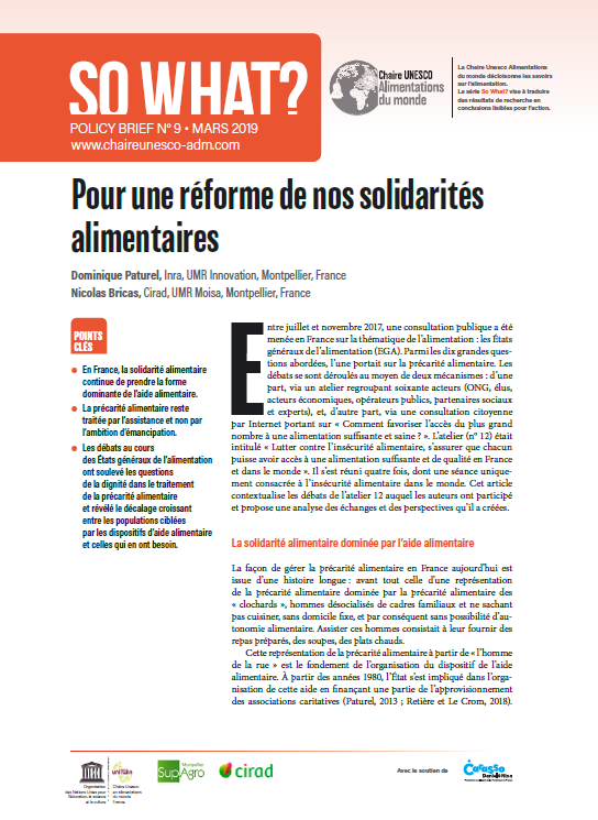 couverture Pour une réforme de nos solidarités alimentaires
