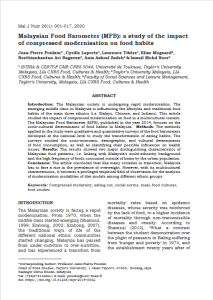Malaysian Food Barometer (MFB) : a study of the impact of compressed modernisation on food habits