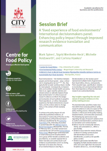 A ‘lived experience of food environments’ international decisionmakers panel: Enhancing policy impact through improved research evidence translation and communication