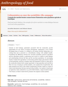 L’alimentation au cœur des sociabilités ville-campagne. L’exemple des marchés fermiers comme formes d’interactions entre populations agricoles et touristiques