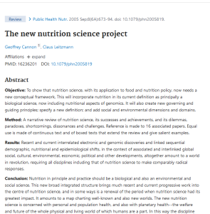 The new nutrition science project
